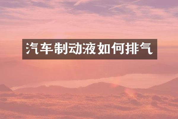 汽车制动液如何排气