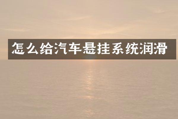 怎么给汽车悬挂系统润滑