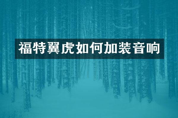 福特翼虎如何加装音响