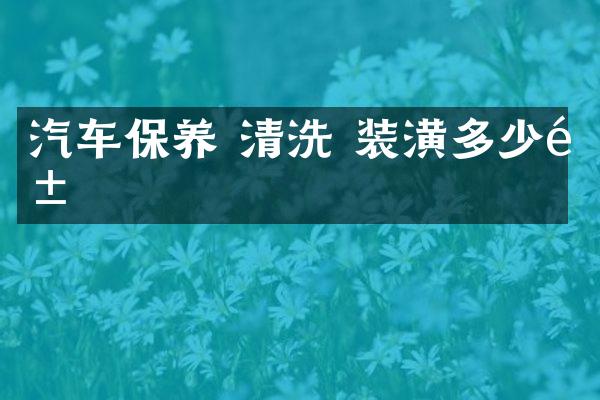 汽车保养 清洗 装潢多少钱