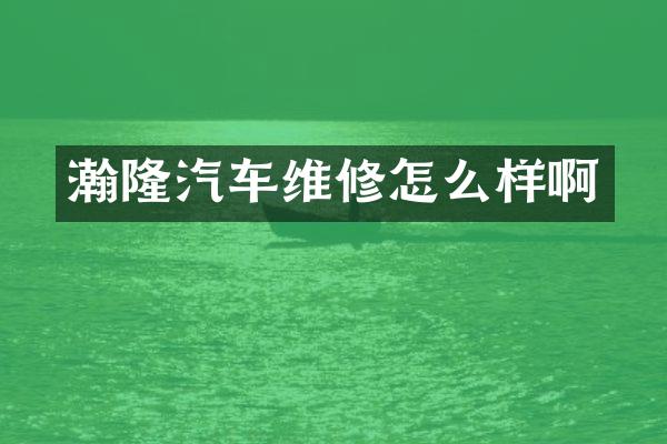 瀚隆汽车维修怎么样啊