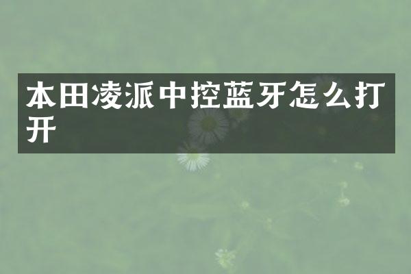 本田凌派中控蓝牙怎么打开