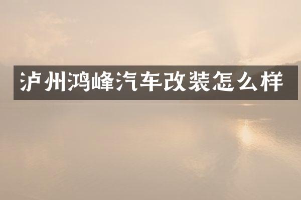 泸州鸿峰汽车改装怎么样