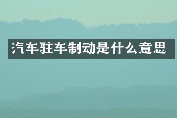 汽车驻车制动是什么意思