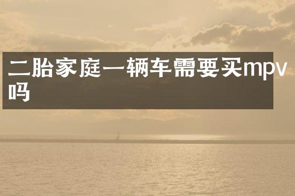 二胎家庭一辆车需要买mpv吗