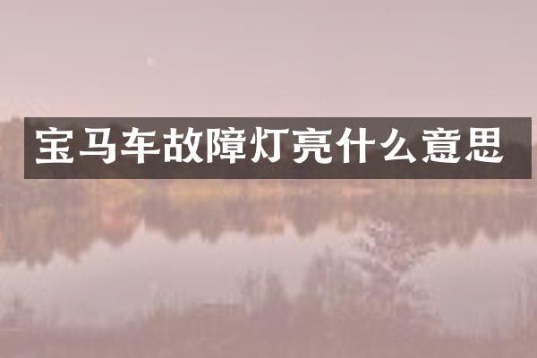 宝马车故障灯亮什么意思