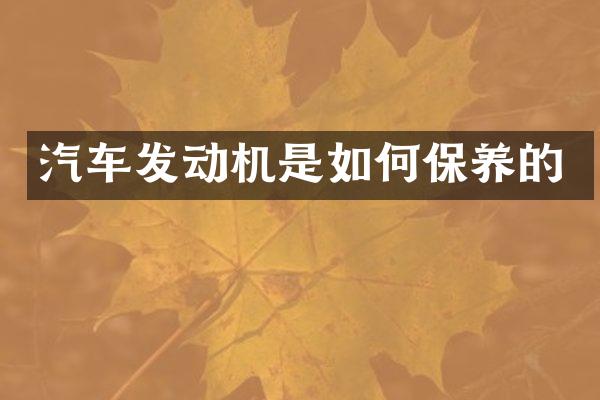 汽车发动机是如何保养的