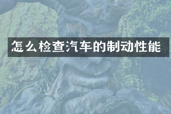 怎么检查汽车的制动性能