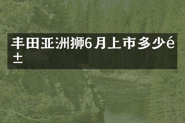 丰田亚洲狮6月上市多少钱
