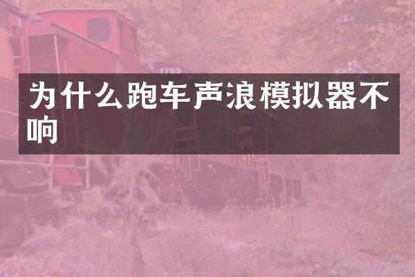 为什么跑车声浪模拟器不响