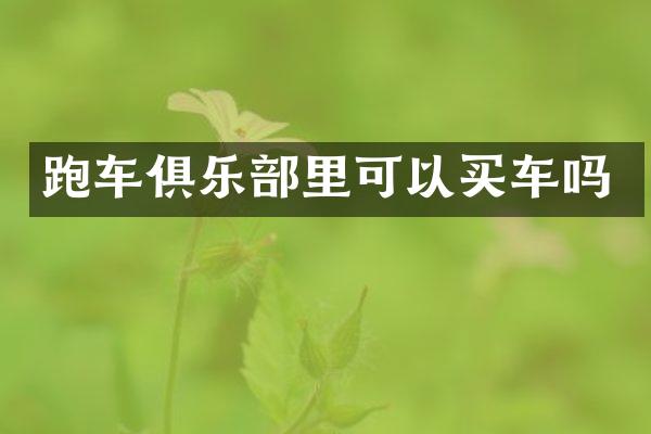 跑车俱乐部里可以买车吗