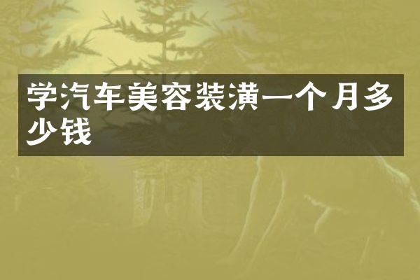 学汽车美容装潢一个月多少钱