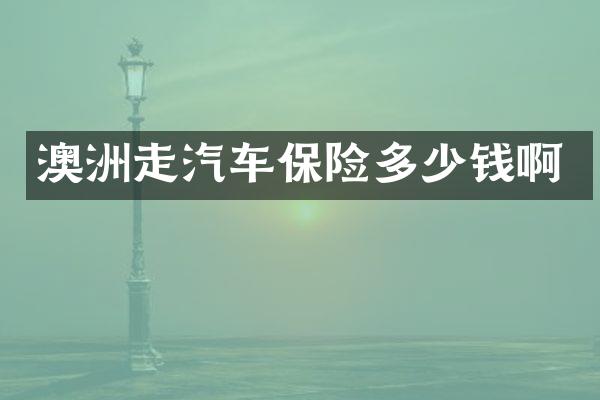 澳洲走汽车保险多少钱啊