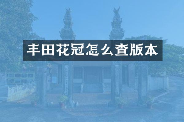 丰田花冠怎么查版本