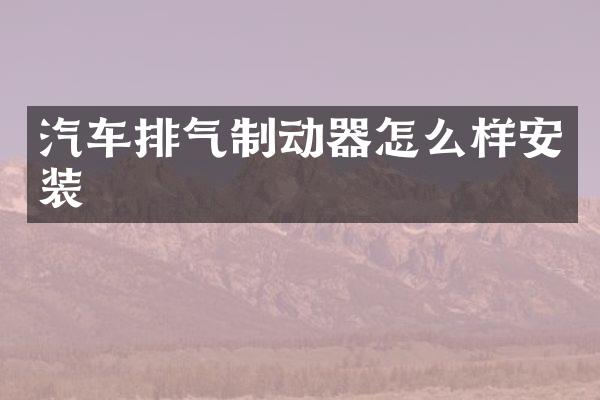 汽车排气制动器怎么样安装