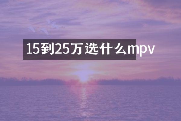 15到25万选什么mpv