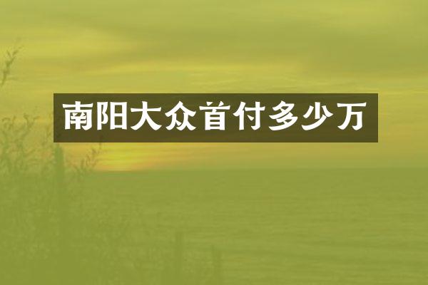 南阳大众首付多少万