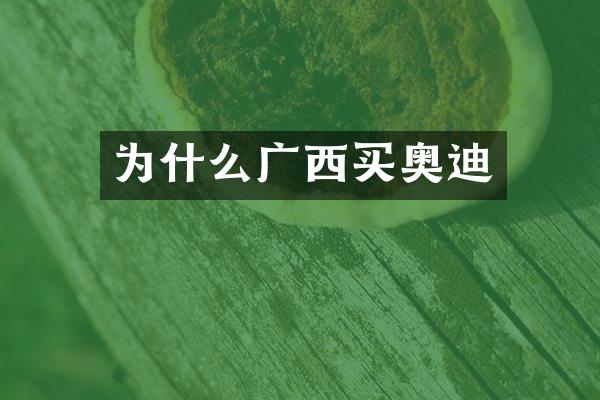为什么广西买奥迪