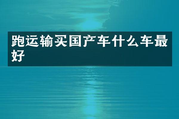 跑运输买国产车什么车最好