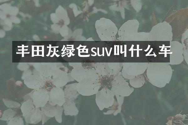 丰田灰绿色suv叫什么车