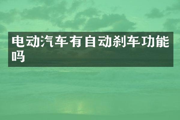 电动汽车有自动刹车功能吗
