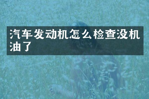 汽车发动机怎么检查没机油了