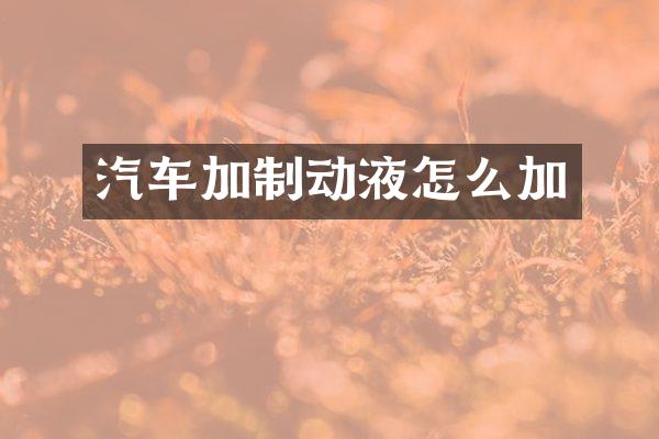 汽车加制动液怎么加