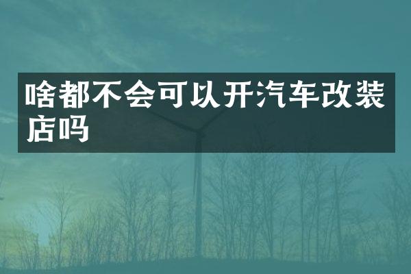 啥都不会可以开汽车改装店吗