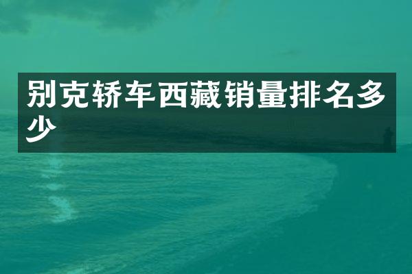 别克轿车西藏销量排名多少