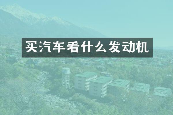 买汽车看什么发动机