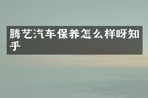 腾艺汽车保养怎么样呀知乎