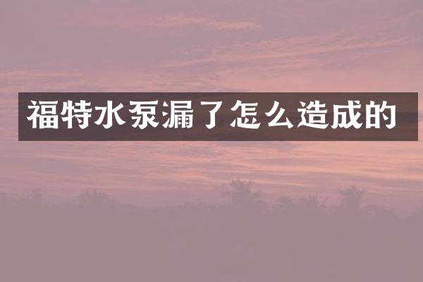 福特水泵漏了怎么造成的