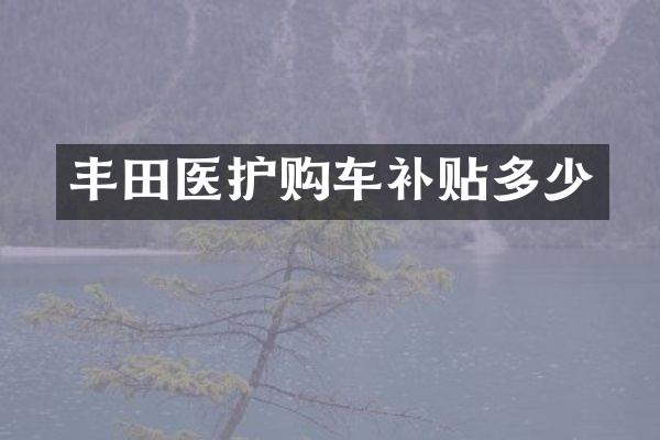 丰田医护购车补贴多少