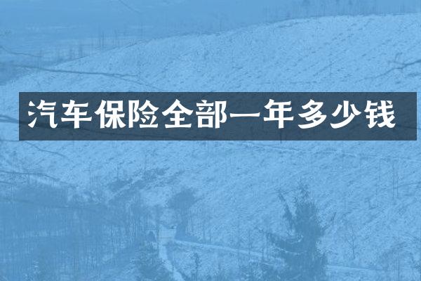 汽车保险全部一年多少钱