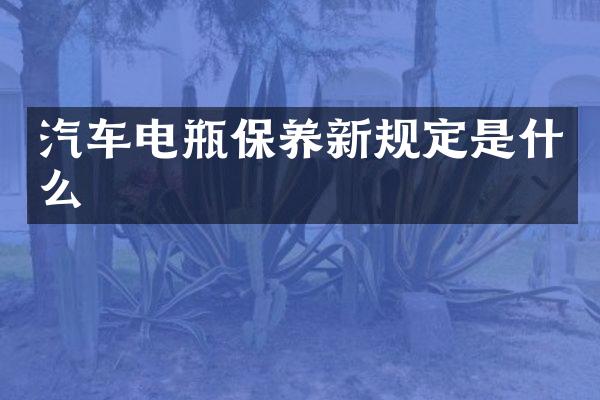 汽车电瓶保养新规定是什么