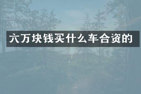 六万块钱车合资的