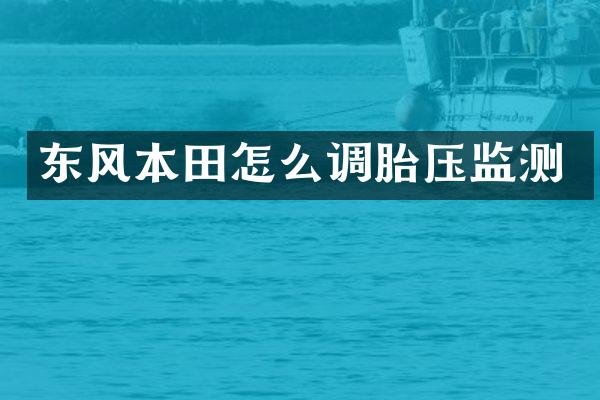 东风本田怎么调胎压监测