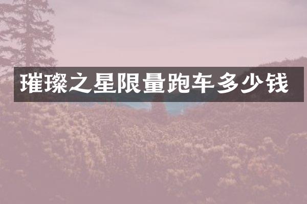 璀璨之星限量跑车多少钱
