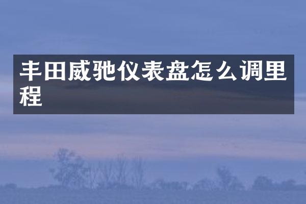 丰田威驰仪表盘怎么调里程