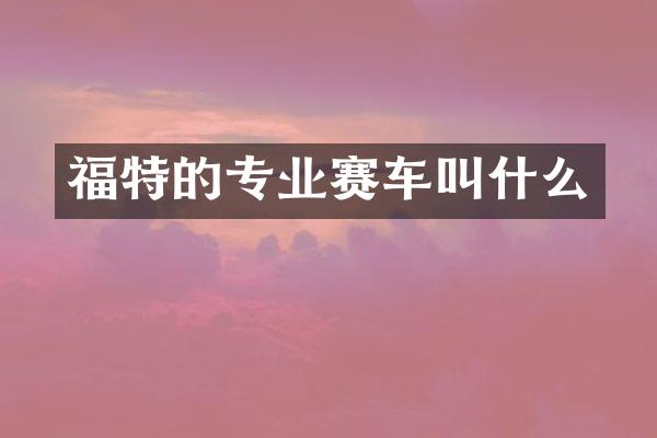 福特的专业赛车叫什么