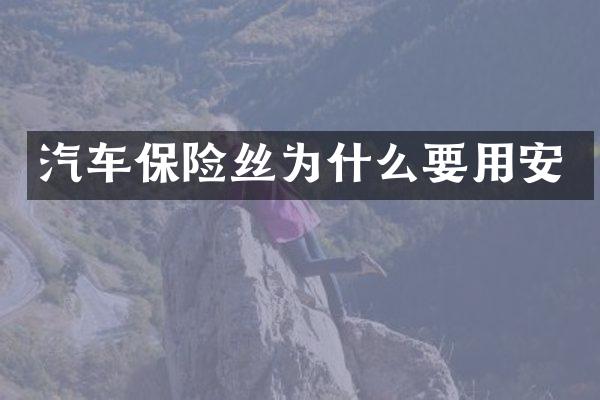 汽车保险丝为什么要用安