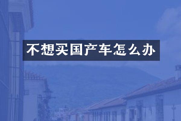 不想买国产车怎么办