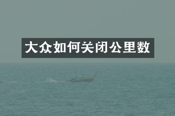 大众如何关闭公里数