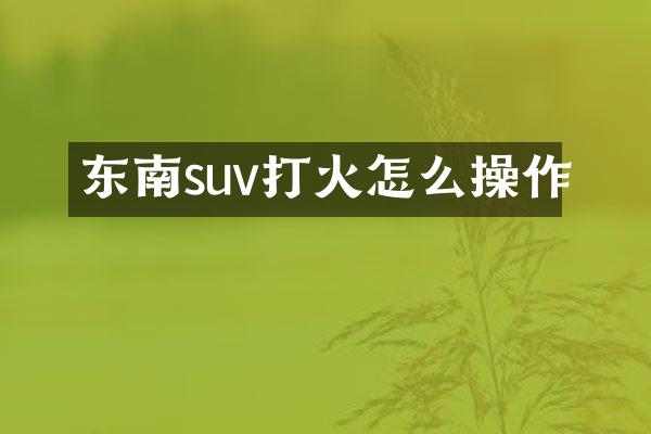 东南suv打火怎么操作