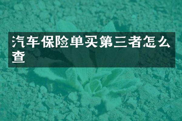 汽车保险单买第三者怎么查