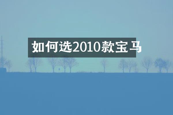 如何选2010款宝马