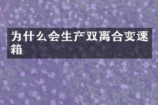 为什么会生产双离合变速箱