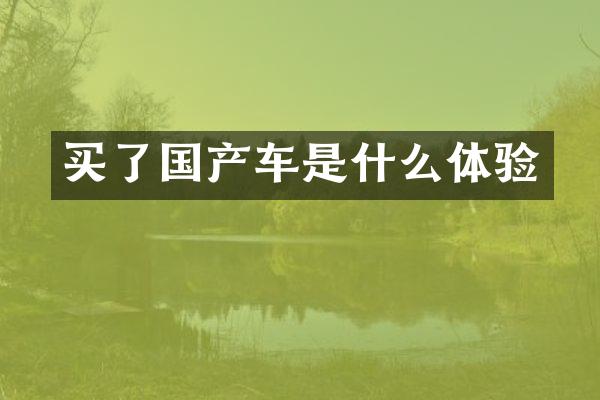 买了国产车是什么体验