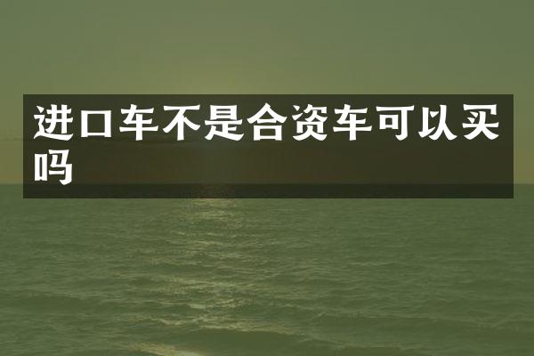 进口车不是合资车可以买吗