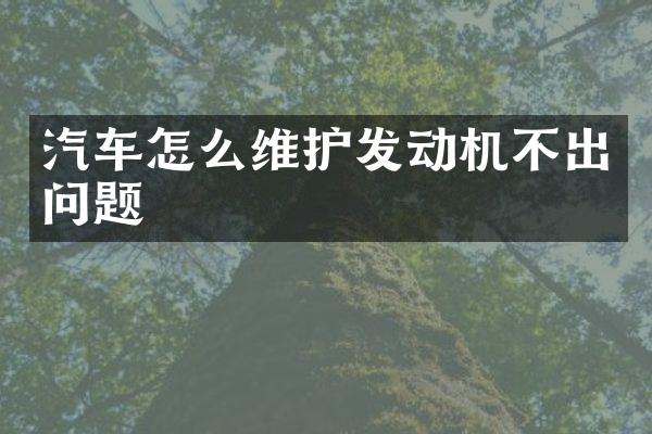 汽车怎么维护发动机不出问题